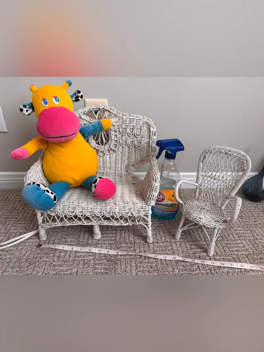 Vintage children’s large doll rattan furniture chair